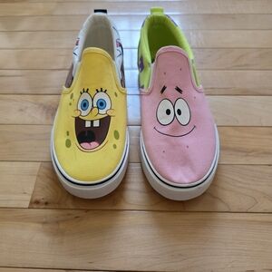 Kids Cartoon Slip-On Sneakers in Yellow & Pink